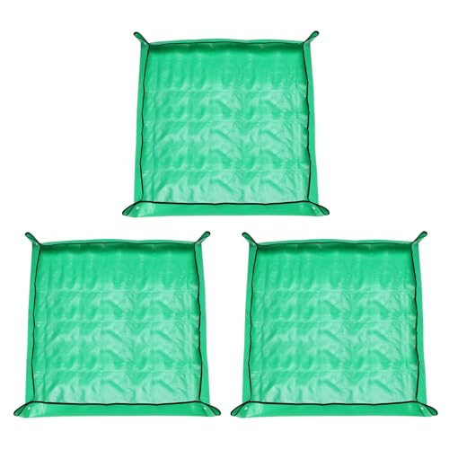 HARFINGTON 3pcs Repotting Mat 39.4" x 39.4" PE Cloth Waterproof Plant Repotting Mat Foldable Portable Gardening Potting Tray with Plastic Buckle for Indoor Plant Change Soil Watering, Green - color: Green, size: 39.4" x 39.4"