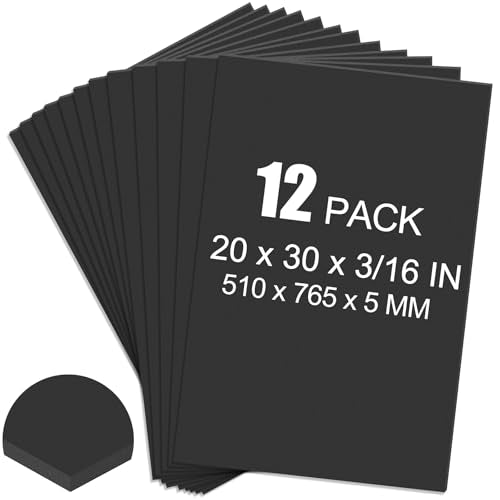 ToLanbbt 12 Pack Black Foam Board, 20 x 30 x 3/16" Thick Foam Core Acid Free Poster Foamboard for Art Craft Projects, Painting, Displaying, Signage, Wedding, School - color: Black, size: 20x30"-12P