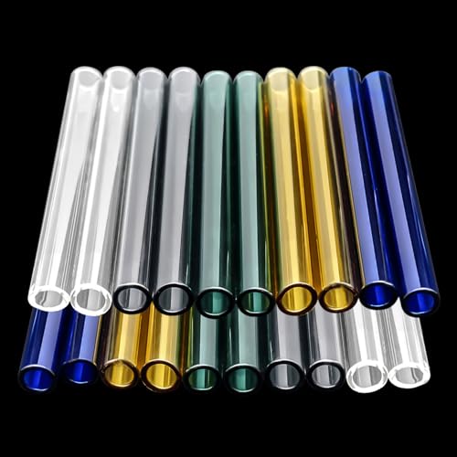 20 Pcs Multicolor Glass Tubes 4 Inches Long 10mm OD 7mm ID 1.5mm Thick Wall Glass Borosilicate Blowing Tubes - color: Multicolor