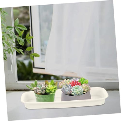 Healeved 3pcs Plastic Flowerpot Trays Rectangular Plant Saucer Elegant Square Plant Water Plate Bonsai Water Trays - size: 24.00X8.50X2.50CM