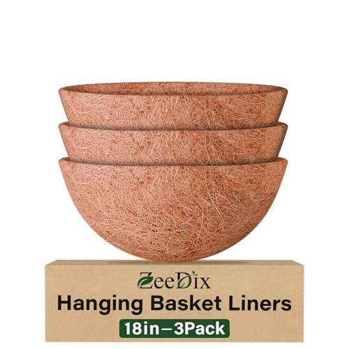 ZeeDix 18 Inch Coco Liners for Planters, 3 Pack Hanging Basket Liners - size: 18inch