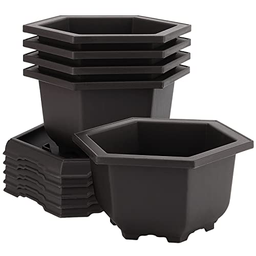 5 Pack Bonsai Pots, Hexagon Built in Mesh Plastic Bonsai Training Pots with Trays, Plant Flower Tree Growing Bonsai Planter for Garden Supplies, Yard, Office, Room, Balcony,7.4 Inch - size: 7.4 Inch 5PCS