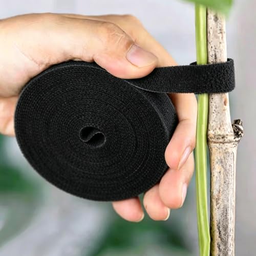 3rolls 2m Reusable Cable Ties Self Adhesive Loop Bundle Fastener Management Nylon Plant Vines Tie Garden Supplies,1cm Width (Black1) - color: Black1