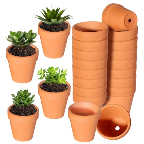 TKSCUSR 22Pcs 3 Inch Terracotta Pots, Clay Flower Pots Cactus DIY Flower Pots with Drainage Hole,Great for Plants Garden Windowsill Indoor & Outdoor Wedding Favors Gifts