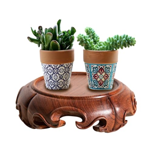 Solid Wooden Display Pedestal Base Non-slip Rosewood Round Stand - size: 3.1" L X 3.1" W X 1.3" H