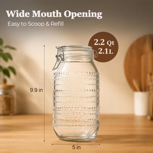 ComSaf Tall Glass Pantry Jars with Airtight Lids 71 oz 3 Pack Wide Mouth | Flour sugar cereal, Pasta pet food, Pantry organization, Cabinet organization, Countertop storage, Sourdough pickling - size: 71 fl oz/3pcs