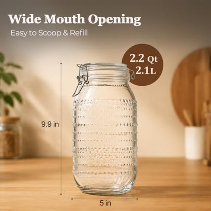 ComSaf Tall Glass Pantry Jars with Airtight Lids 71 oz 3 Pack Wide Mouth | Flour sugar cereal, Pasta pet food, Pantry organization, Cabinet organization, Countertop storage, Sourdough pickling - size: 71 fl oz/3pcs