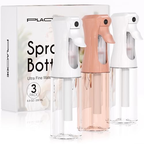 3 Pack Continuous Spray Bottle for Hair, 6.8 OZ Ultra Fine Mister Sprayer | Refillable for Hairstyling, Barbers, Salons, Household Cleaning, Watering Plants, Pet Care, Ironing & Essential Oil Scents - color: Terracotta White White, size: (3-Pack)-6.8 Oz
