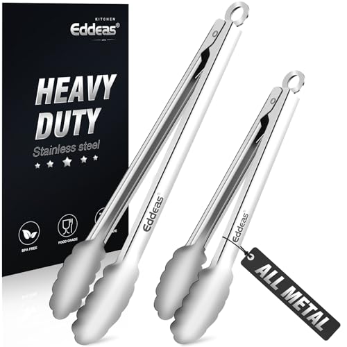 Metal Tongs For Cooking Up To 600°F Kitchen Tongs 2PCS - 9", 12 inch - color: Silver 2Pcs, size: 9+12 inch