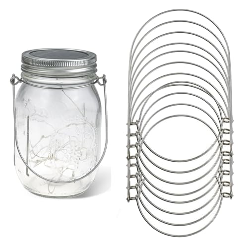 Garneck 8 Pack Mason Jar Handles Wire Hangers: Stainless Steel Hooks for 86mm Regular Mouth Canning Jars Kitchen Silver Holder Attachments for Hanging Bottle, Easy Installation - size: 86 mm