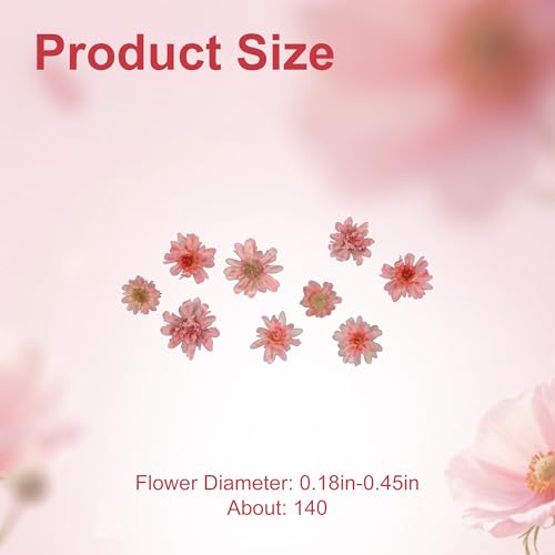 140 Pack Mini Dried Flowers, Small Press Dry Flowers for Resin Molds, DIY Crafts, Jewelry, Candle Making, Nails (140, Pink) - color: Pink