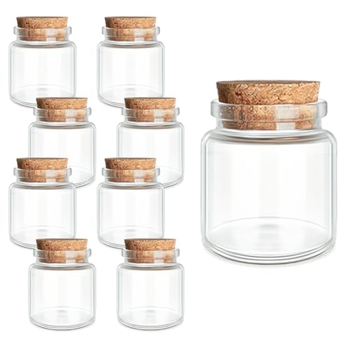 JIUYUE 9-Pack 1.7 oz (50ml) Small Glass Bottles with Cork Stoppers | Small Glass Jars for Spell Bottles, Potion Bottles, DIY Party Favors, Travel Memories & Plant Propagation - color: 9pcs