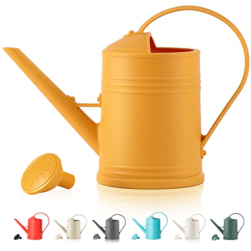 Plastic Indoor Watering Can with Detachable Sprinkler Head - 68oz (1/2 Gallon) for House Plants and Flowers - color: Yellow