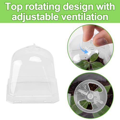 50 Pcs 3" Clear Plant Nursery Pot with Humidity Dome, Plastic Gardening Pot | Plastic Plant Container with Labels, Reusable Gardening Containers Cups for Seedlings Vegetables Succulents Cuttings - color: 50pcs-white, size: 3 Inch