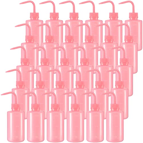 Lallisa 30 Pcs 250 ml Pink Tattoo Wash Bottle Narrow Mouth Squeeze Succulent Watering Bottles Water Squirt Lash Wash Rinse for Medical Lab Cleaning Washing