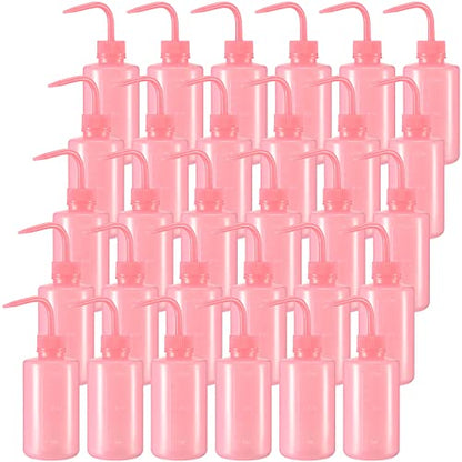 Lallisa 30 Pcs 250 ml Pink Tattoo Wash Bottle Narrow Mouth Squeeze Succulent Watering Bottles Water Squirt Lash Wash Rinse for Medical Lab Cleaning Washing