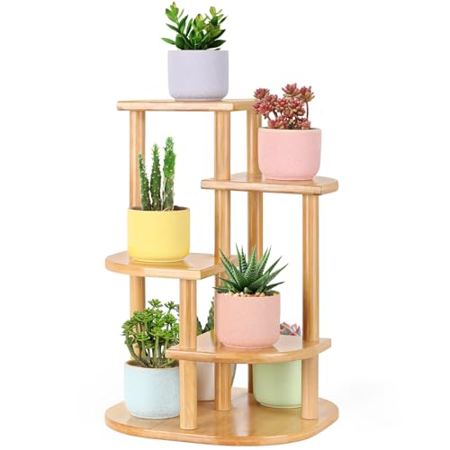 Jotsport 5 Tier Bamboo Plant Stand Small Windowsill Plant Shelf