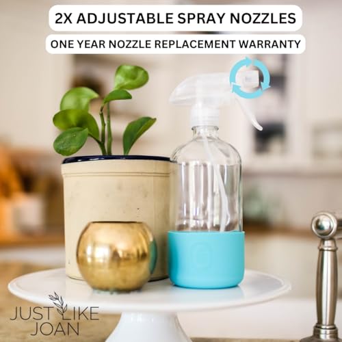 Clear Glass Spray Bottle with Silicone Sleeve for Cleaning Solutions, Essential Oils, Plants, Vinegar - 16 oz, Refillable, Food Safe (Steel Gray) - color: Steel Gray