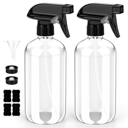 Bontip Glass Spray Bottle 8 oz for Cleaning, Plants (2 Pack, Transparent) - color: Clear, size: 8 oz