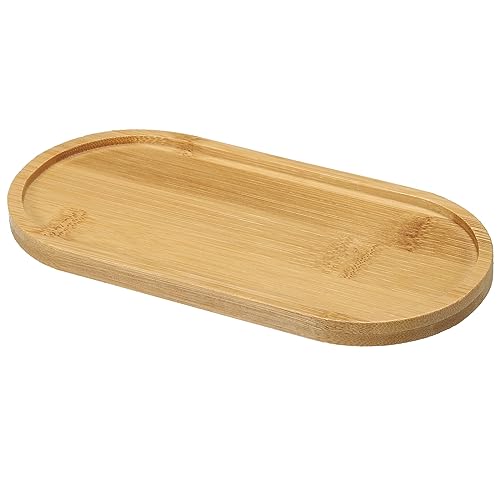 PATIKIL Bamboo Wood Saucer, 6.5x3 Inch Oval Mini Plant Tray Bonsai Plants Saucer Succulent Pot for Home Balcony Patio - size: 6.5" x 3" x 0.4"