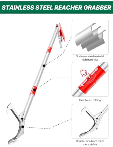 Grabber Reacher Tool, 50" Foldable Snake Grabber