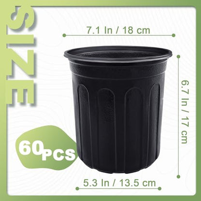 Anyumocz 60 Pcs 1 Gallon Flexible Plant Nursery Pots,Thickened Soft Plastic Seedling Pot with Holes,Flower Plant Container for Succulents,Cuttings,Transplanting,Home Garden(Black) (Pack of 3) - size: 60 Pieces 1 Gallon (Pack of 3)