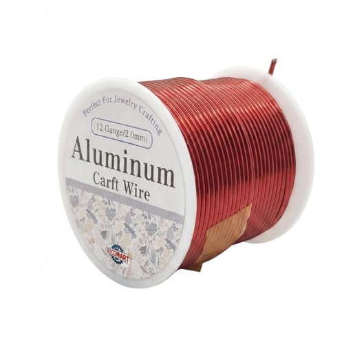 12 Gauge Aluminum Craft Wire Red 80FT 2mm, Jewelry Making, Flexible Bendable Armature Wire for Sculpting, Floral Crafts, Metal Wire Wrapping, DIY Art Projects & Wreath Making - color: Red, size: 12gauge