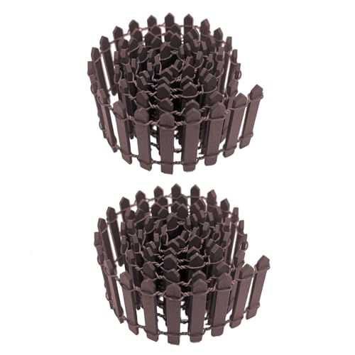 35 Inches Mini Fairy Garden Fence DIY Small Wood Decorative Picket Fence Micro Landscape Miniature Ornaments for Dollhouse, Crafts, Diorama Project, Plant Pot (Brown(2 PCS)) - color: Brown(2 Pcs)