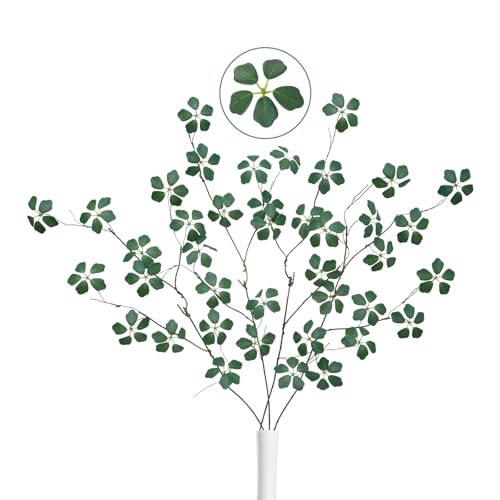 4 Pcs 35.4" Artificial Tree Branches with Green Leaves for Vase - color: Green Five-leaf