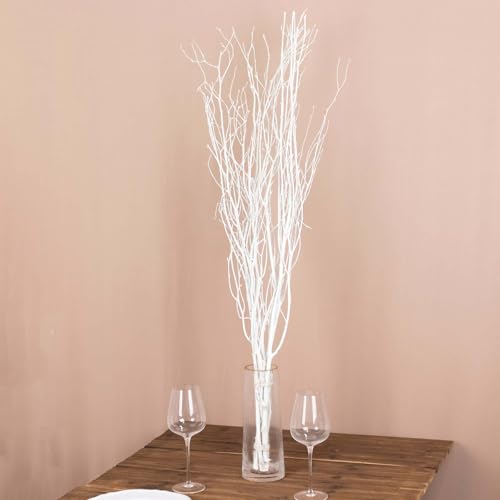 Efavormart 6 Pack 46 inch White Decorative Willow Twig Branches, Extra Long Natural Dried Tree Sticks for Minimalist Floor Vase and Winter Wonderland Decor - color: White