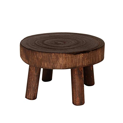 Wood Plant Riser Stands,Mini Round Stool Bonsai Holder Potted Display Shelf for Office Dining Room Indoor Outdoor Decor (brown, 7.87 x 7.87 x 3.54)