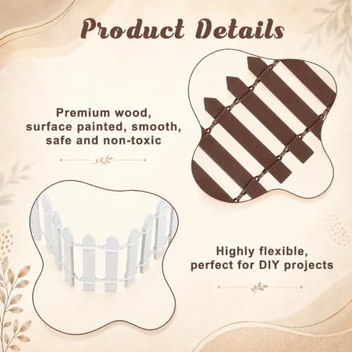 2Pcs Miniature Fairy Garden Fence DIY Wood Decorative Picket Fence | Mini Wood Picket Ornament Fence, Micro Landscape Miniature Accessories for Dollhouse, Village Landscape, Home, Garden