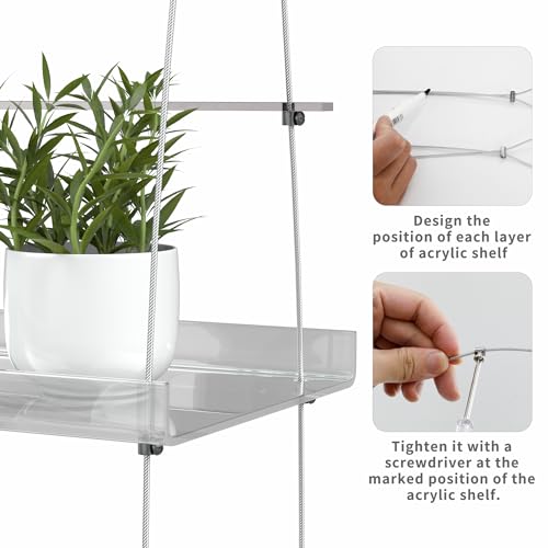 Jolitac Acrylic Window Boxes Plant Shelves for Windows, Acrylic Hanging Window Plant Shelves, Indoor Windows Wall Hanging Plant Stand Flower Display Shelves (Clear, 3-Tier) - size: 3-Tier