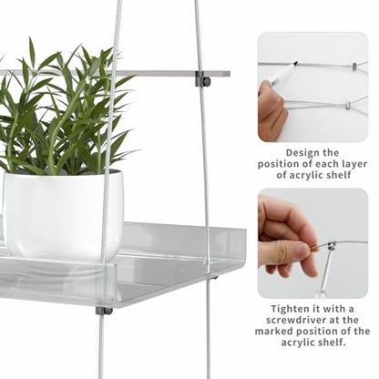 Jolitac Acrylic Window Boxes Plant Shelves for Windows, Acrylic Hanging Window Plant Shelves, Indoor Windows Wall Hanging Plant Stand Flower Display Shelves (Clear, 3-Tier) - size: 3-Tier
