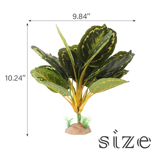 IBWell Reptile Plants - Tortoise Habitat Accessories, Artificial Spider Plant for Gecko, Ball Python, Tortoise Terrarium Decor - Calathea Makoyana B