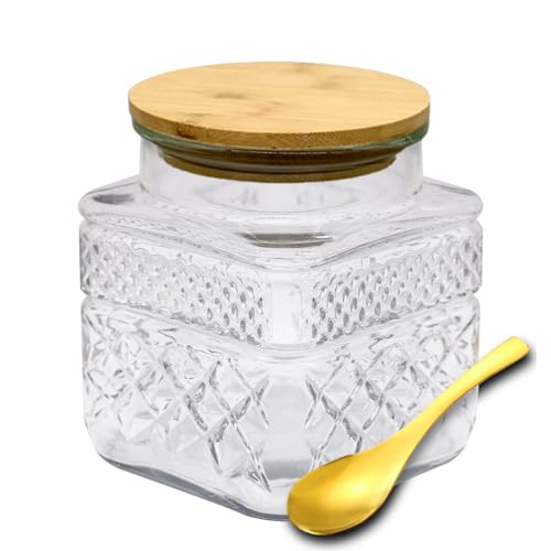 Viovian 38 oz Square Glass Storage Jars with Airtight Lids and Spoon - color: Clear, size: Square 38 oz
