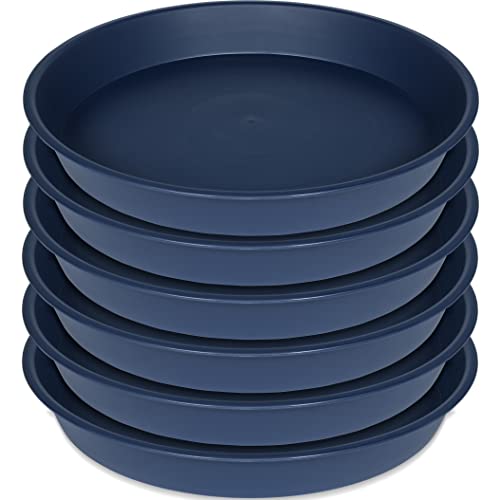 6 Pack Plastic Plant Saucer Planter Water Drip Tray, 4 5 6 7 8 9 10 11 12 inch, Heavy Sturdy Tray for Indoors Outdoor Plants, Flower Pot Saucers for Pots Base (4", Blue) - color: Blue, size: 4"