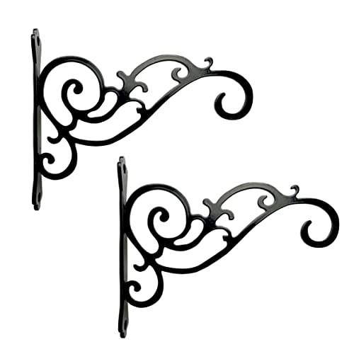 N+A Sunshine Iron Metal Hanging Planter Bracket, 2 Pack Wall Hooks for Hanging Birds Feeders, Latern, Wind Chimes, Coat, Decorative Indoor Outdoor (Black)
