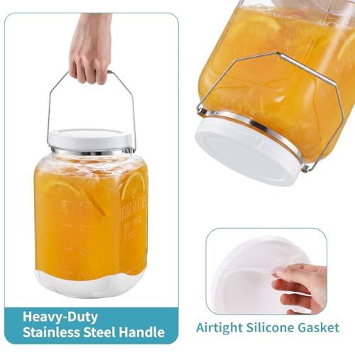 FavorFlavor Glass Jar with Airtight Lid: 2P 1.5Gallon Mason Jar for Kitchen