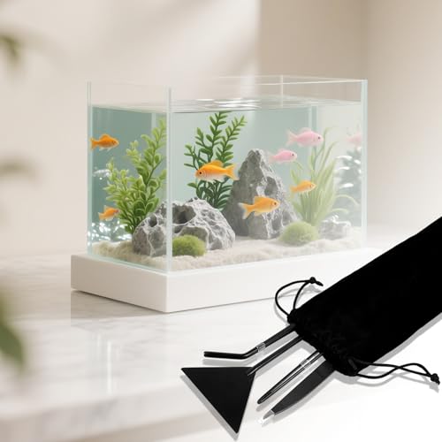 15Inch Extra Long Design Aquarium Aquascaping Tool Kit, Stainless Steel | 4-in-1 Anti-Rust Fish Tank Starter Kit with Long Tweezers Scissors Spatula for Aquarium Plants, Black - color: Black