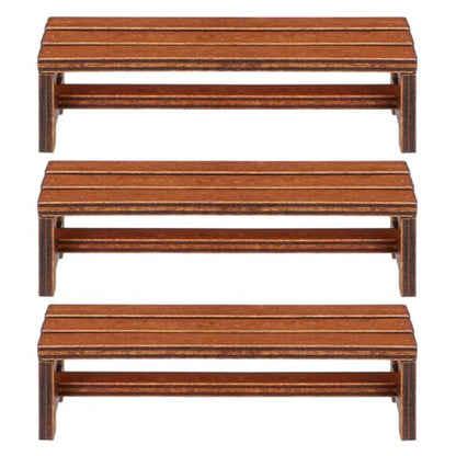 Garneck 3pcs Miniature Wooden Bench Set 1:12 Dollhouse Furniture Bench Mini Simulation Furniture Mini Chair Decor for Fairy Garden and Tabletop Micro Landscape Tiny House Decor