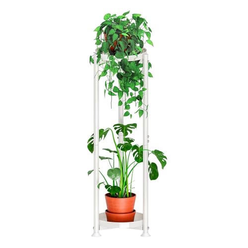 Plant Stand Indoor Outdoor Corner 2 Tier Metal Modern Flower Storage Plant Shelf Holder (White, 2 Tier) - color: White, size: 2 Tier
