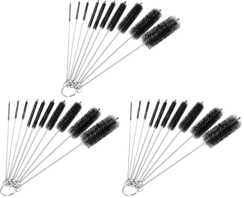 CiaraQ Bottle Cleaning Brushes, 8 Inch Nylon Tube Brush Set, Cleaner for Narrow Neck Bottles Cups with Hook, Set of 10pcs (Pack of 3) - color: Black, size: 8.0 Inch (10pcs) (Pack of 3)