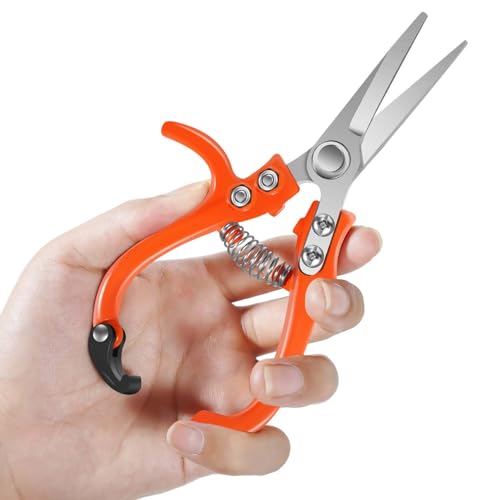 6.7" Lightweight Pruning Scissors, Garden Snips with Straight Stainless Steel Blades and Needle Point Tip, Gardening Trimmers for Flower stems, Herbs, Small Plants, Buds - style: Straight Blade(Needle point)