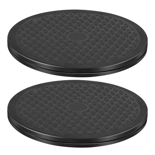 2Pack Lazy Susan 12 inch with Steel Ball Bearings Large Lazy Susan Turntable Rotating Swivel Stand for Flat Panel Monitors, TV's, Potted Plants, Stereo Speakers, Black - size: 2pcs 12in