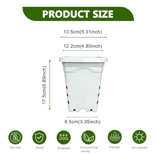 HG5X5SW 5"x5" Square White Pot, 7" Tall Pack of 36 - size: 5"x 5"-36PCS