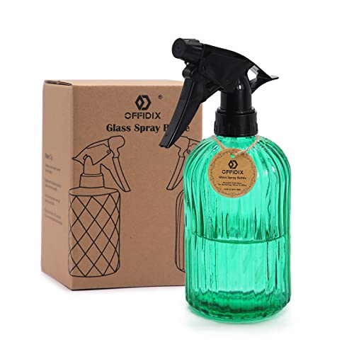 OFFIDIX Glass Spray Bottle, Fine Mist Plant Mister Handheld Pressure Spray Bottles,0.4L/13.5oz Watering Can with Adjustable Nozzle for Outdoor Indoor Gardening and Cleaning Work (Green) - color: C-green