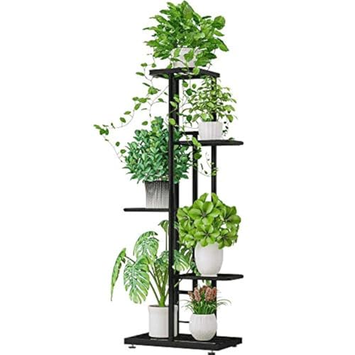 MTB Garden 5 Tier Charcoal Grey Metal Plant Stand Indoor Outdoor Flower Pot Display Planter Shelf - color: Dark Grey, size: 5 Tier