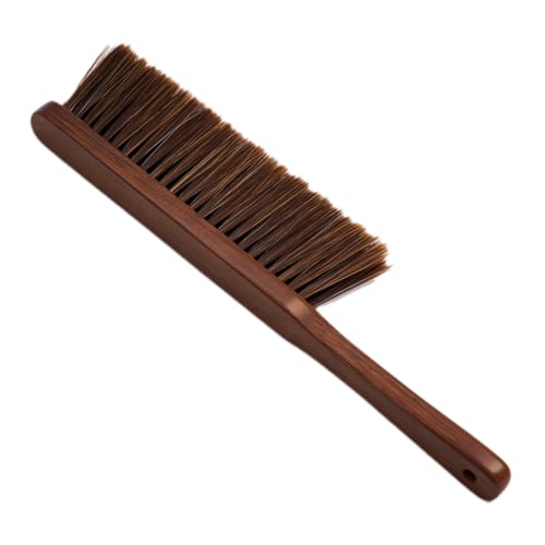 Hand Broom with Soft Horsehair Bristles, Wooden Handle, Dusting Brush for Car, Bed, Furniture, and Couch
