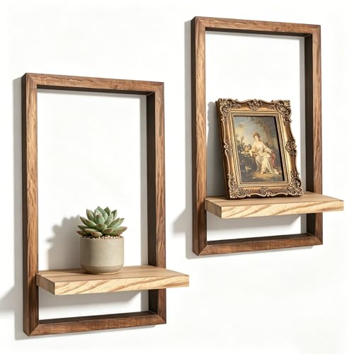 Vineland Rustic Wooden Wall Shelves for Indoor Plants, Hanging Wall Planters Shelf, Floating Shelves for Wall Decor, Farmhouse Plant Holder for Bathroom, Bedroom, Living Room, Brown & Natural - color: Natural